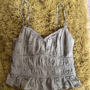 Hollister green floral cropped tank top